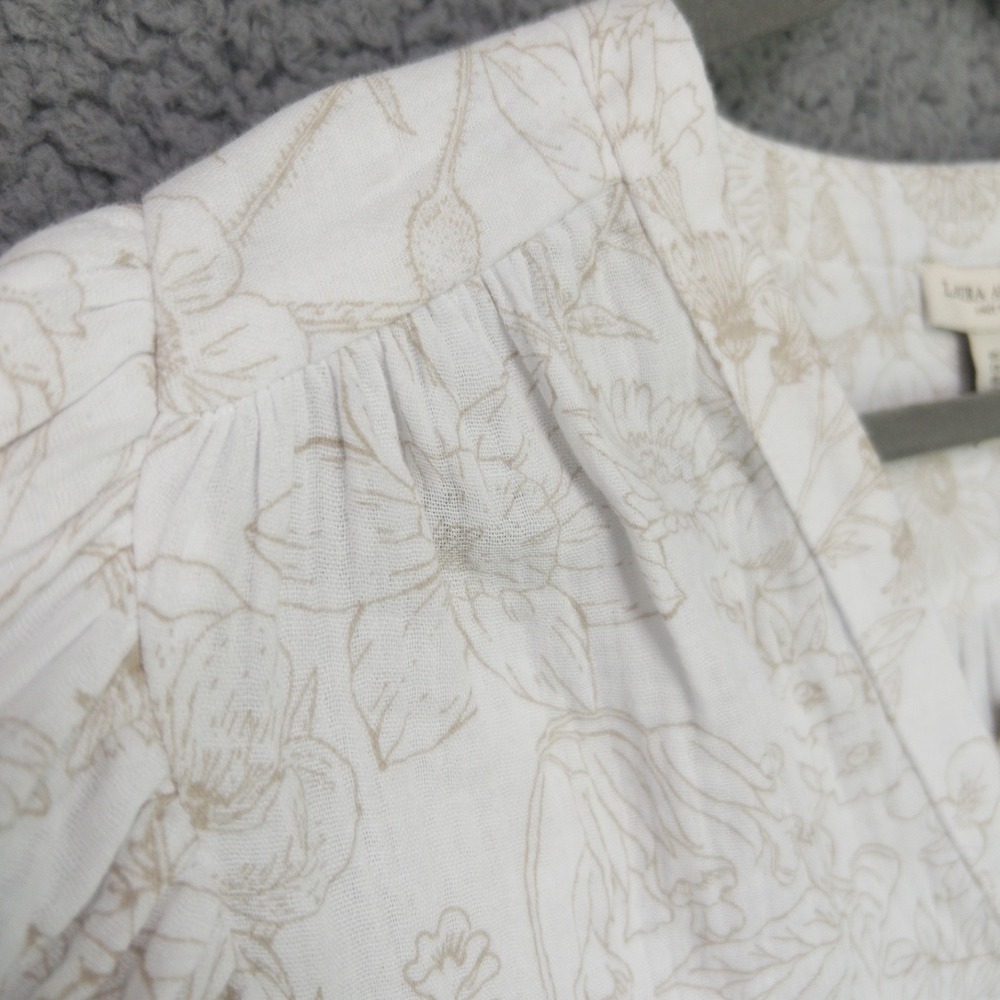 Laura Ashley White and Beige Floral Button-Front Blouse - Picture 11 of 16